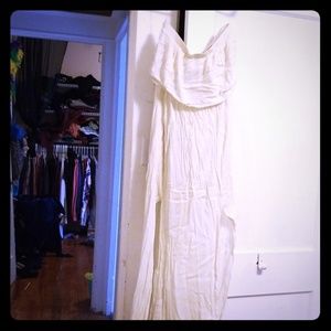 Cream strapless maxi dress